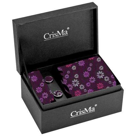 Set cravata fucsia cu model floral