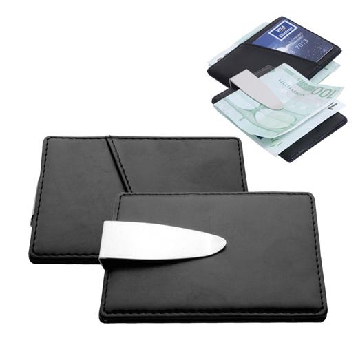 Money clip cu portcard, negru